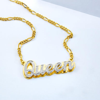 Double layer Gold Plated Two Tone Custom Name Necklace-silviax