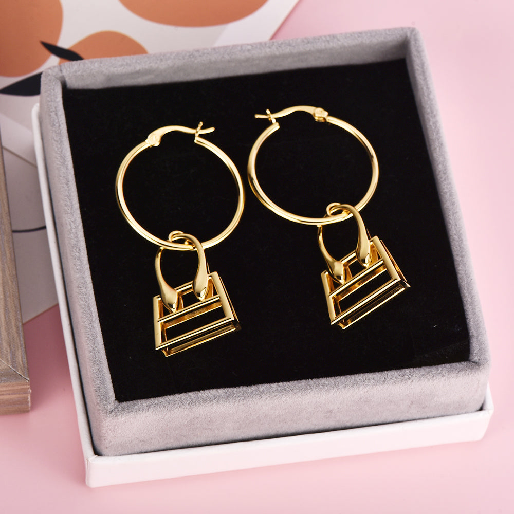 Gold Plated Bag Shaped Earrings