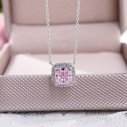 Elegant Pink Sapphire Sona Simulated Diamond 2PC Jewelry Set In Sterling Silver