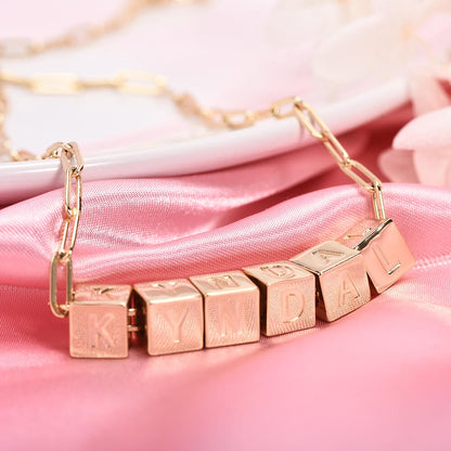 Cube Letter Pendant Personalized Custom Gold Plated Name Necklace-silviax