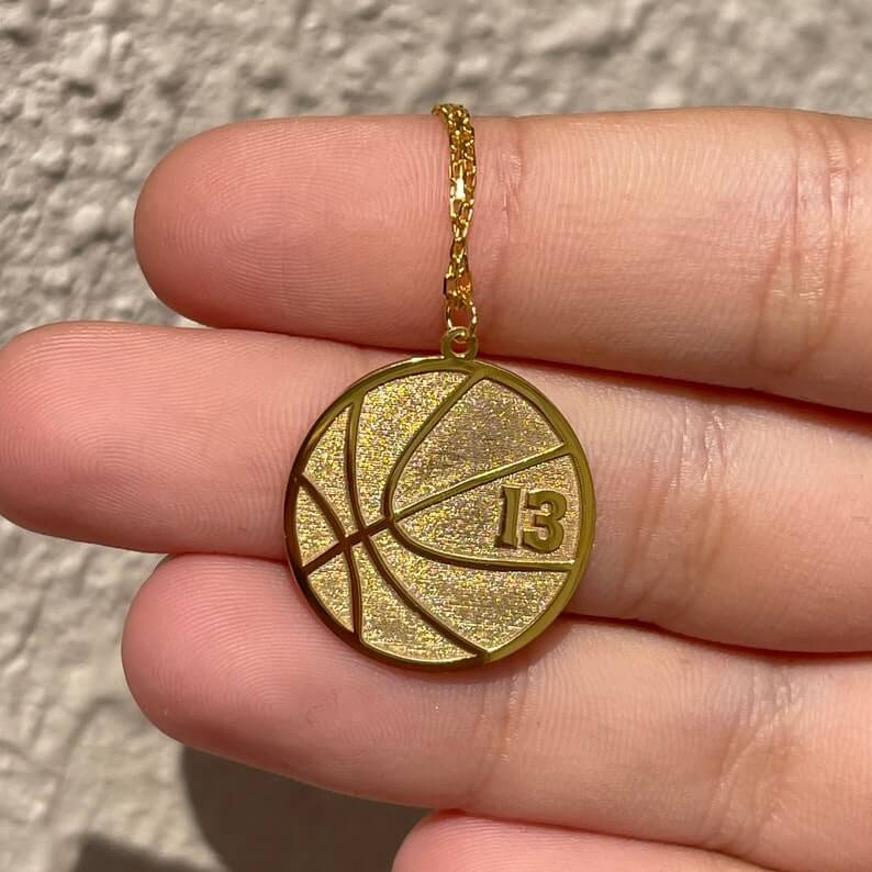 Basketball Pendant With Number Personalized Custom Gold Plated Number Necklace-silviax