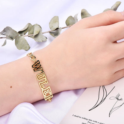 Hollow Letter Nameplate Personalized Custom Gold Plated Name Bracelet