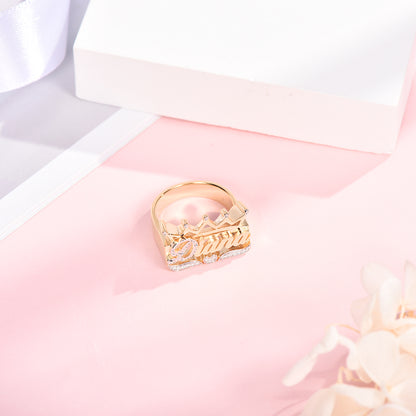 Crown Heart Two Tone Personalized Custom Gold Plated Name Ring-silviax