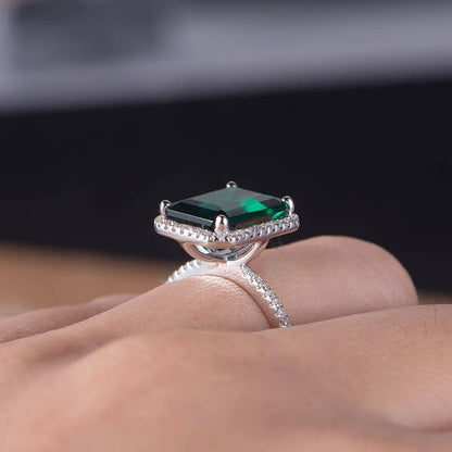 Personalized Engraved 925 Sterling Silver Emerald Cut Promise Ring-silviax