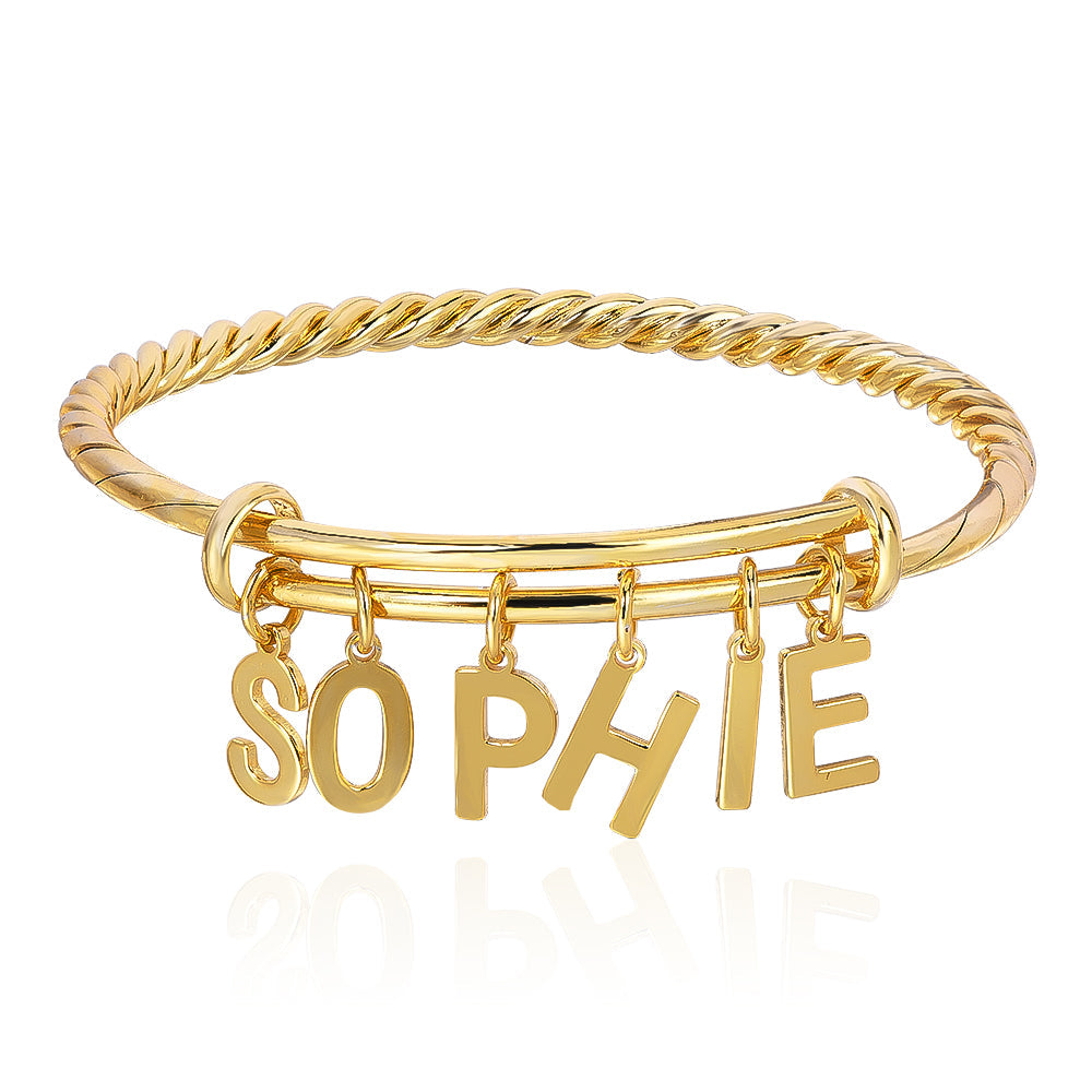 Expandable Wire Bangle Bracelet Personalized Name Bracelet-silviax