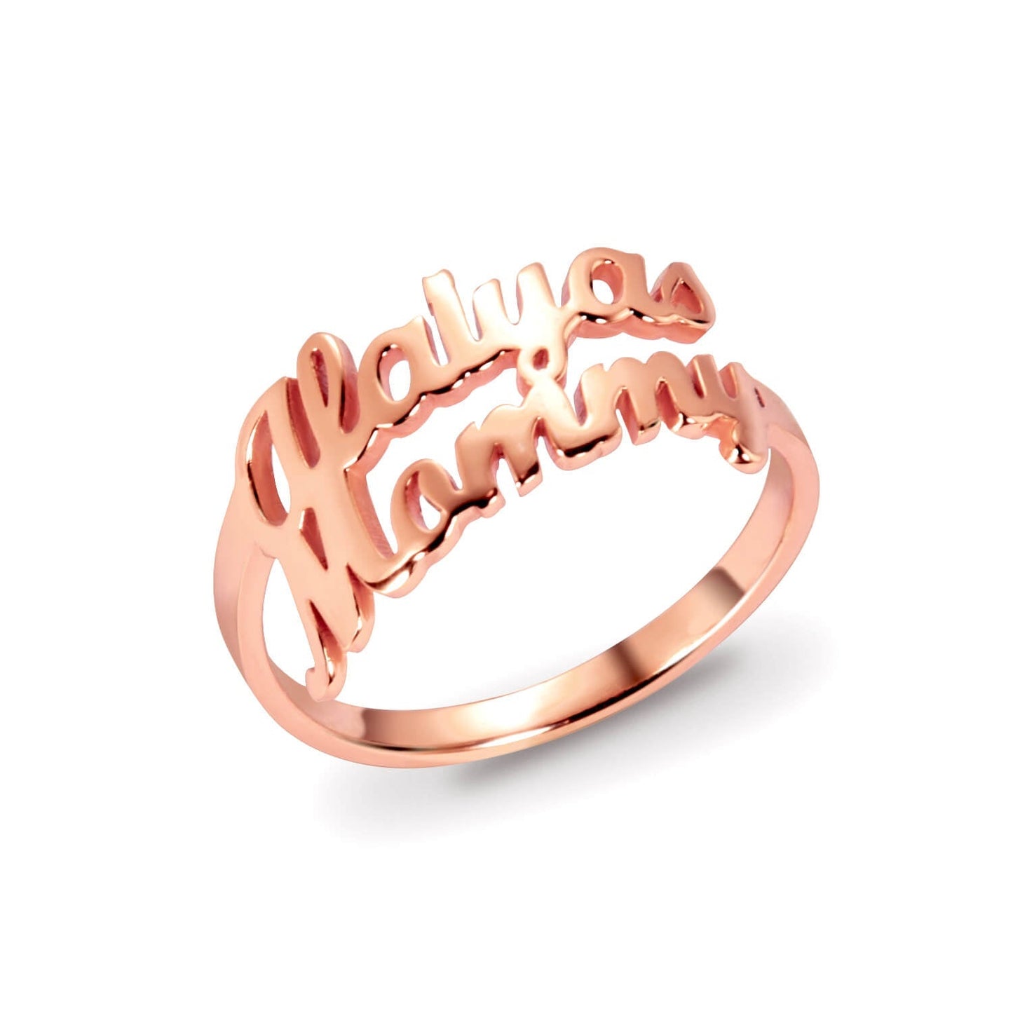 Gold Plated Personalized Name Ring with two name For Girlfriend-silviax