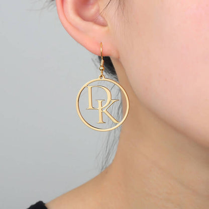 30 mm And 60 mm Letters Personalized Custom Gold Plated Hoop Initial Earrings