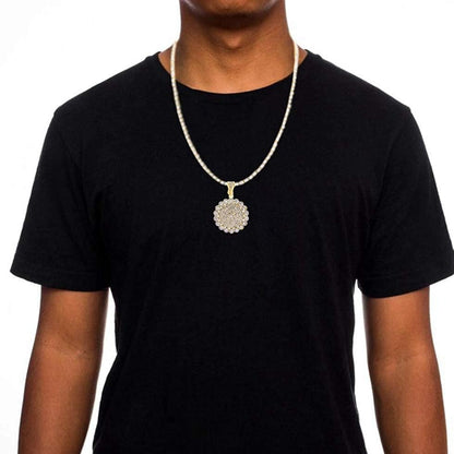 Iced Out Pendant With Tennis Hip Hop Gold Plated Rapper Chain Necklace for Men