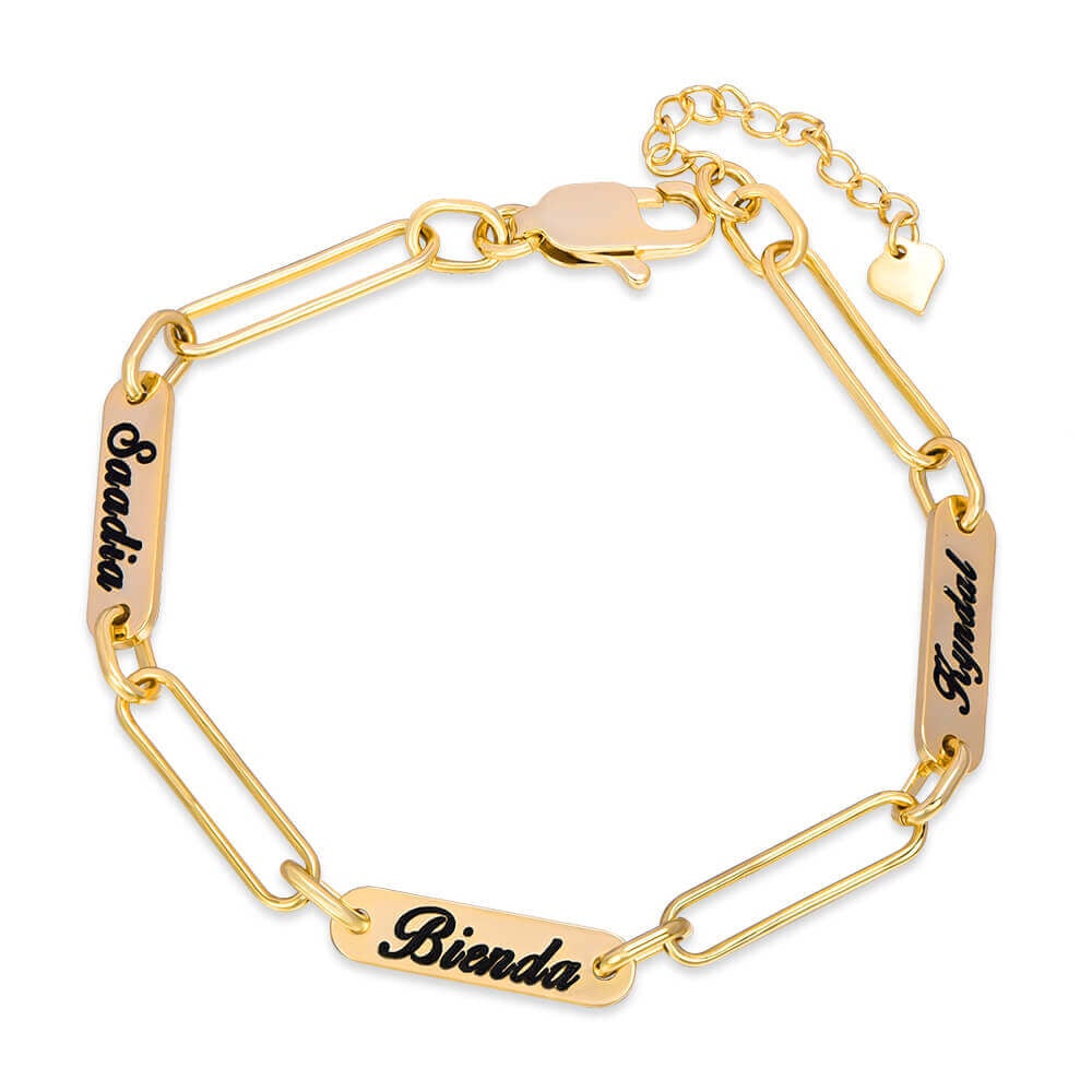 1 To 3 Names Personalized Custom Gold Plated Engraved Bracelet-silviax