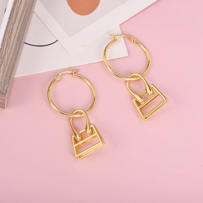 Gold Plated Bag Shaped Earrings