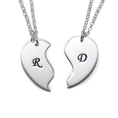 Breakable Two Heart Couple Initial Necklaces With Two Letter-silviax