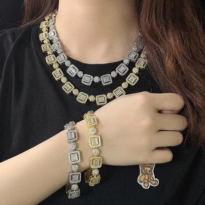 12mm Zircon Gold Plated Bracelet Hip Hop Style