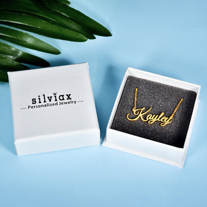 Personalized Signature with Birthstone Gold Plated Custom Handwriting Necklace-silviax