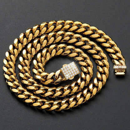 12mm Cuban Link Chain Gold Plated Hypoallergenic Hip Hop Jewelry Necklace For Men Women