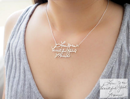 Personalized Signature Gold Plated Custom Handwriting Necklace-silviax