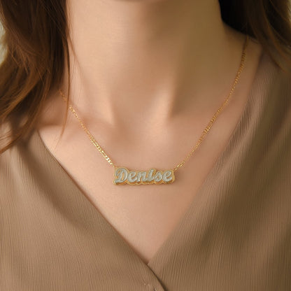 Double layer Gold Plated Two Tone Custom Name Necklace-silviax