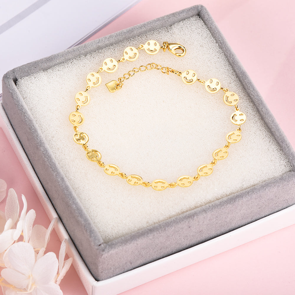 Smile Link Chain Gold Plated Bracelet-silviax