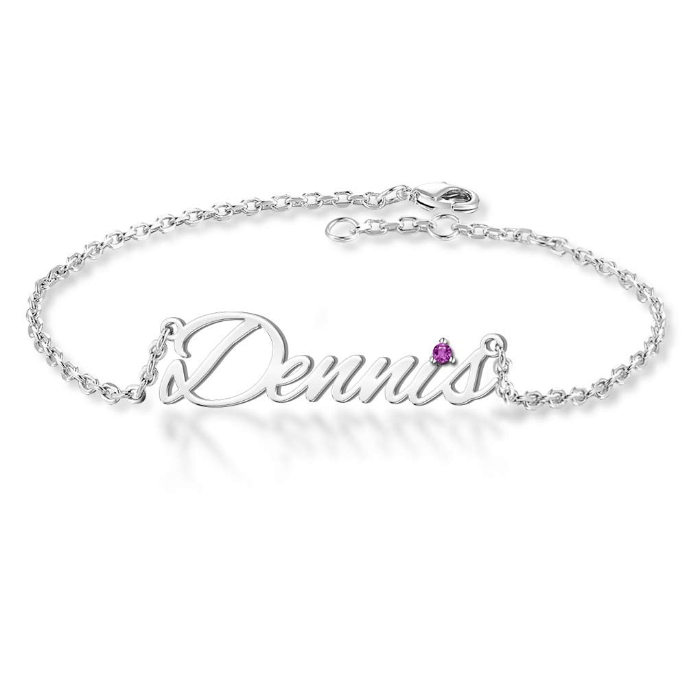 Personalized Birthday Gift Gold Plated Birthstone Name Anklet-silviax