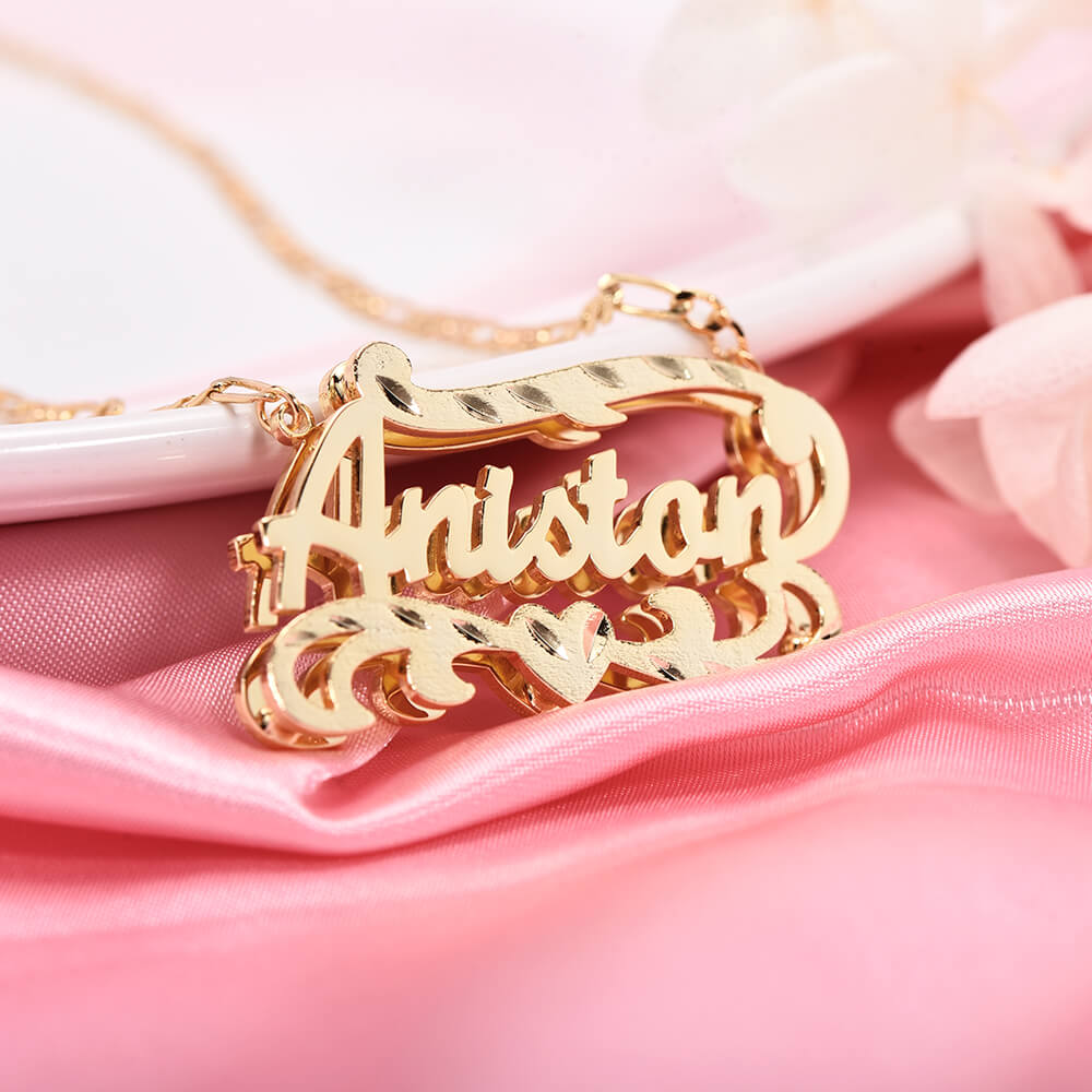 3D Double Plated Gold Plated Personalized Name Necklace-silviax