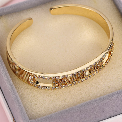 Personalized Name Bracelet Gold Plated With Zircon-silviax