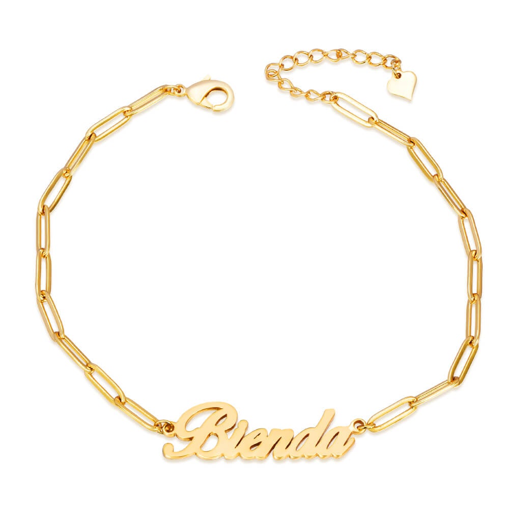 Lattice Chain Personalized Custom Gold Plated Name Bracelet-silviax