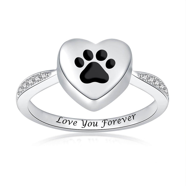 Heart Pet Paw Print Memorial Personalized Custom Engraved Ring-silviax