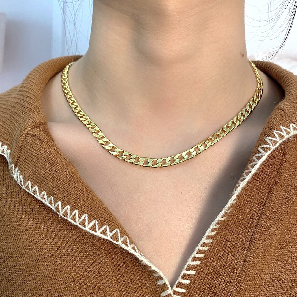 6mm Cuban Chain Gold Plated Necklace-silviax