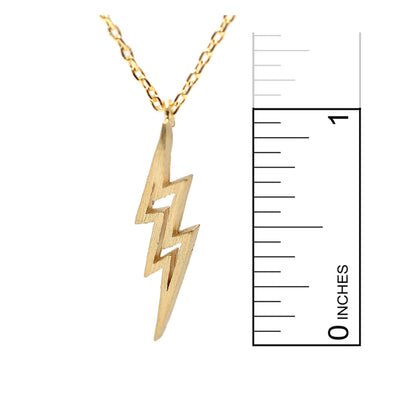 Hollow Lightning Bolt Pendant Gold Plated Necklace