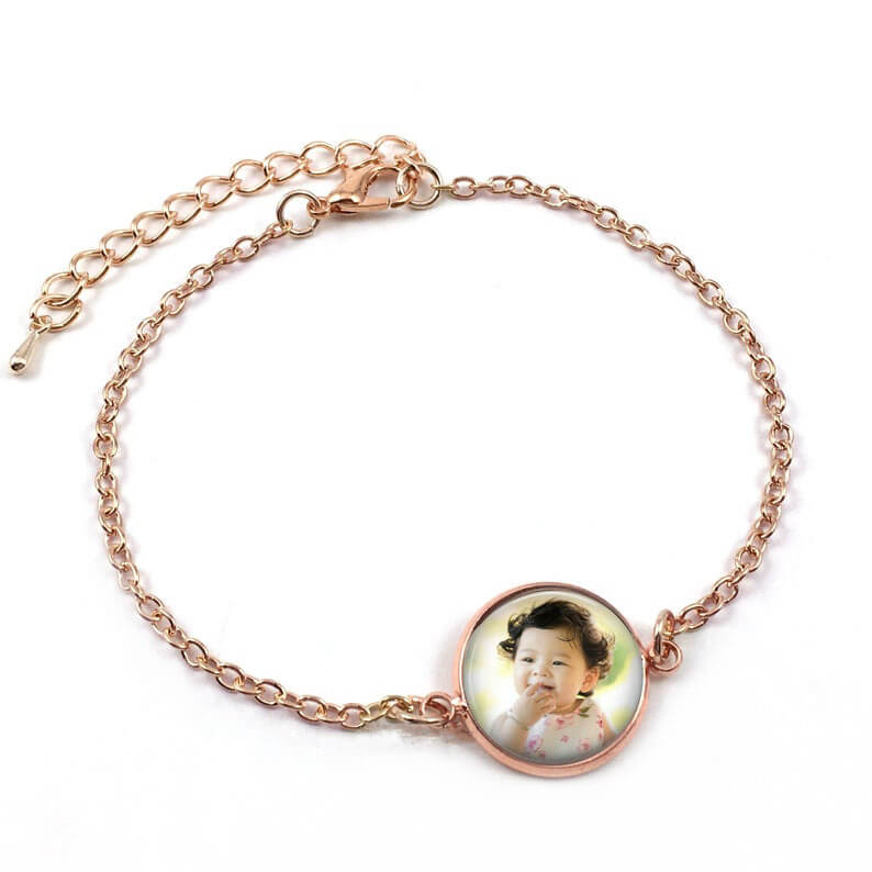 Round Personalized Custom Gold Plated Photo Bracelet-silviax