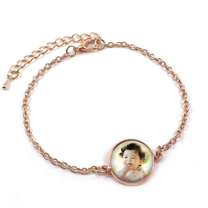 Round Personalized Custom Gold Plated Photo Bracelet-silviax