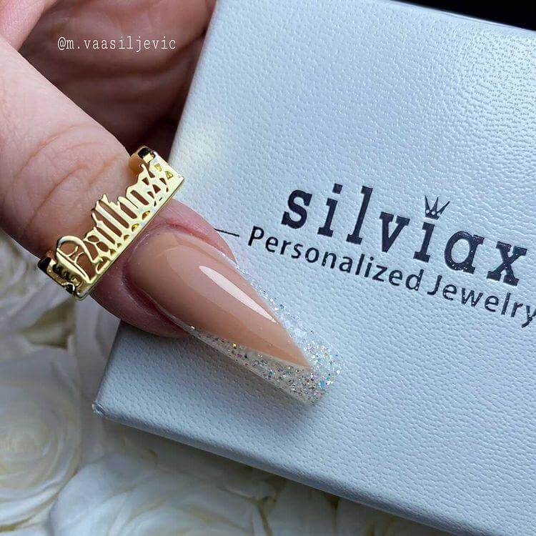 Gold Plated Personalized Gothic Name Ring-silviax