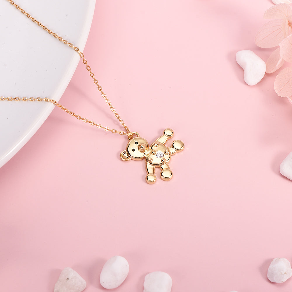 Gold Plated Cute Teddy Bear Necklace-silviax