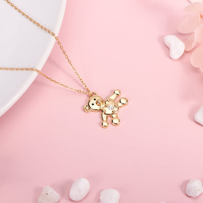 Gold Plated Cute Teddy Bear Necklace-silviax