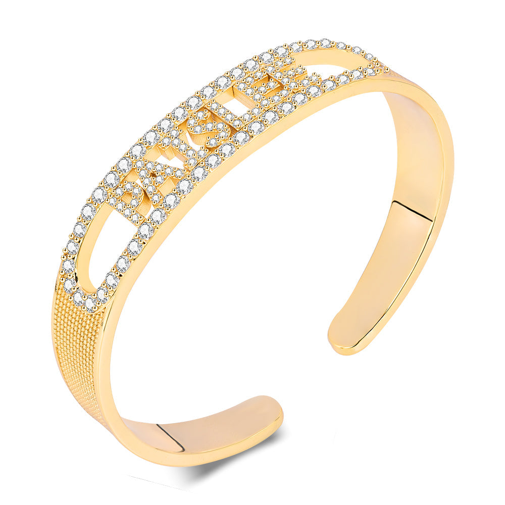 Personalized Name Bracelet Gold Plated With Zircon-silviax