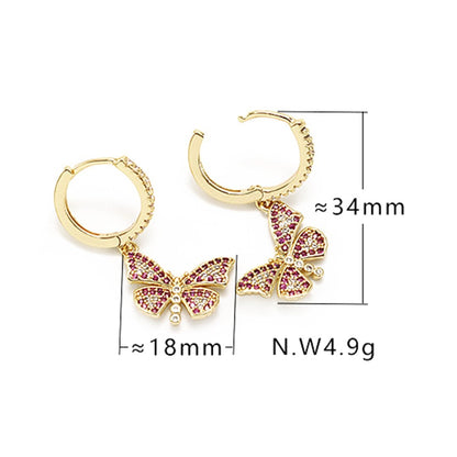 Gold-plated Zircon Butterfly Earrings