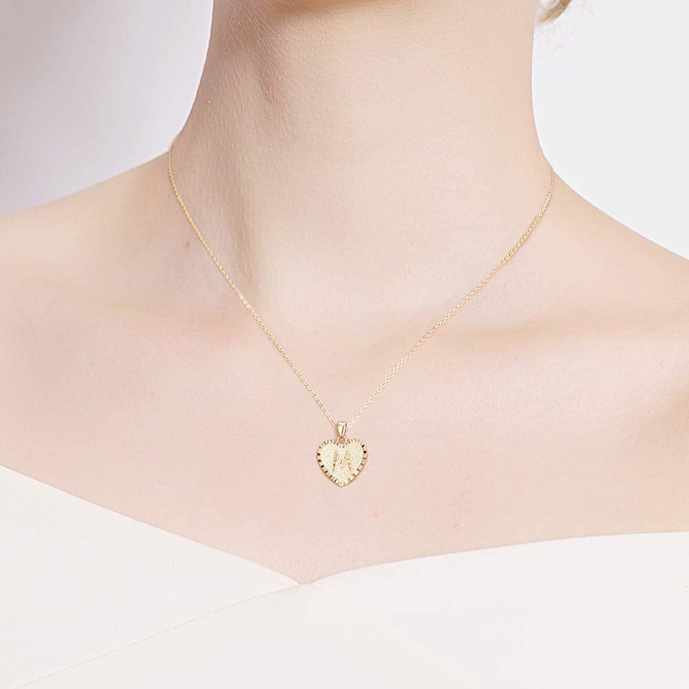 Gold Plated Heart Pendant Initial Letter Necklace-silviax