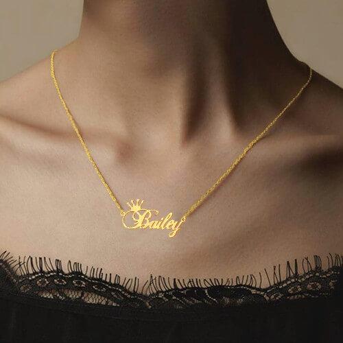 925 Sterling Silver With Crown Nameplate Personalized Custom Name Necklace-silviax