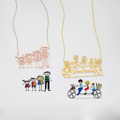 Actual Kids Drawing Personalized Custom Gold Plated Handwriting Necklace-silviax