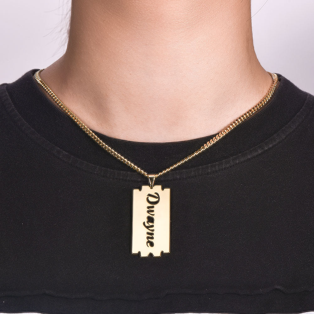 Blade Shape Personalized Cutout Bar Name Necklace-silviax