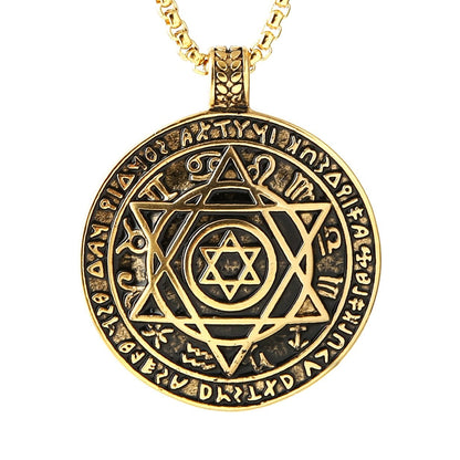 Talisman Seal Solomon Six-pointed Star 12 Constellation Pendant Necklace