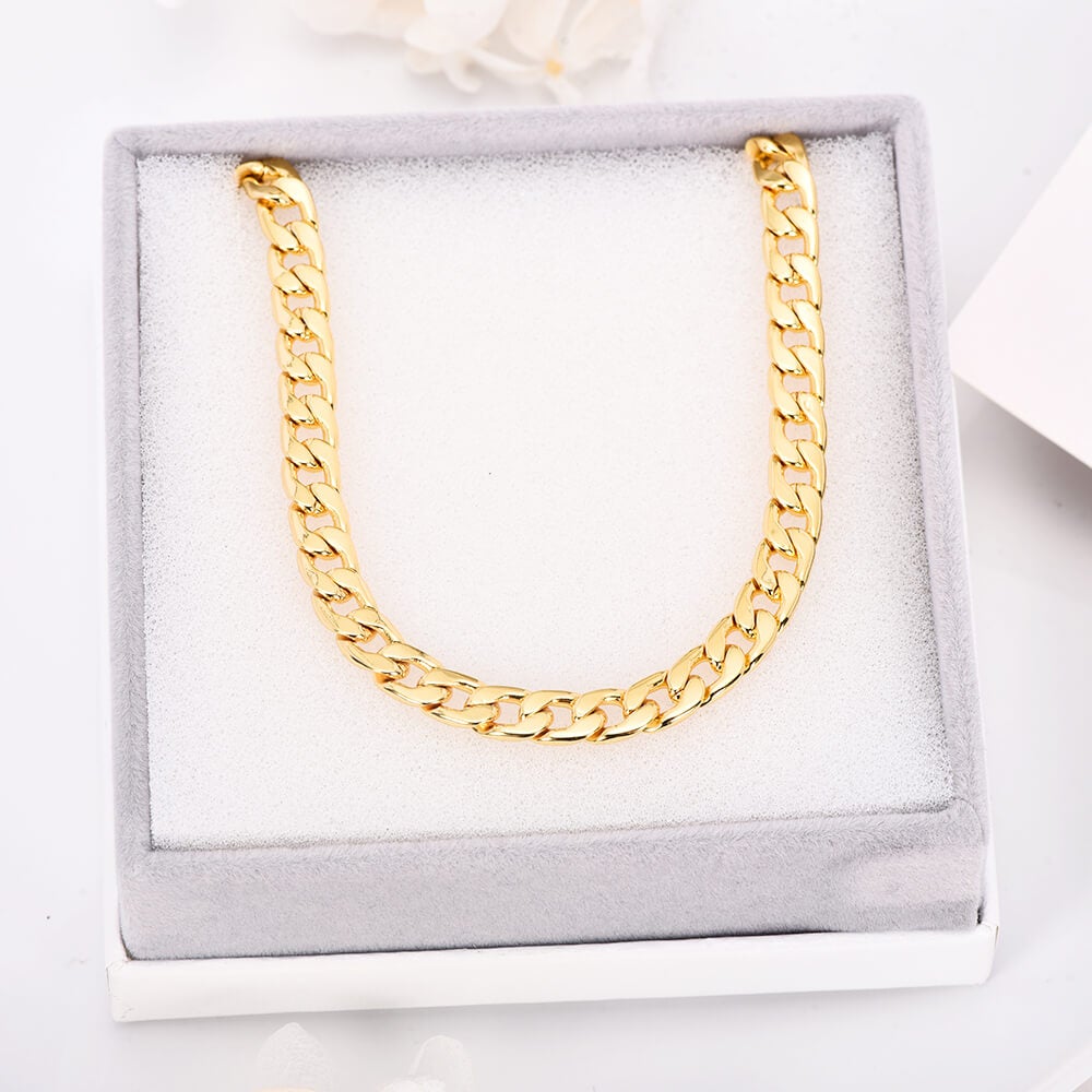 6mm Cuban Chain Gold Plated Necklace-silviax