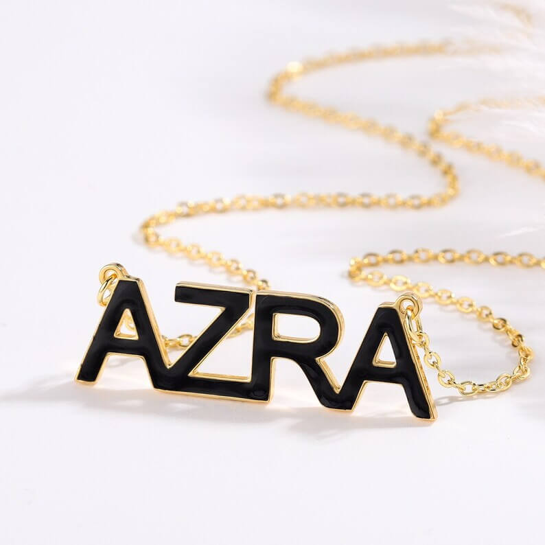 Color Enamel Nameplate Personalized Custom Gold Plated Name Necklace-silviax