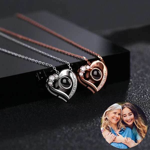 Heart Pendant Color Photo Projection Personalized Necklace with Picture Inside-silviax