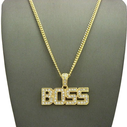 BOSS Pendant Hip Hop Gold Plated Necklace