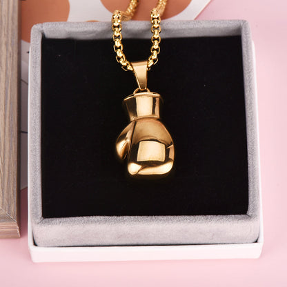 Gold Plated Boxing Glove Pendant Sports Fitness Necklace-silviax