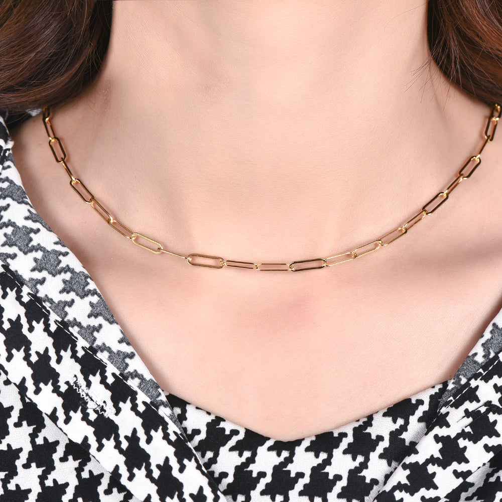 Paperclip Chain 3mm Gold Plated Necklace Copper Chain-silviax