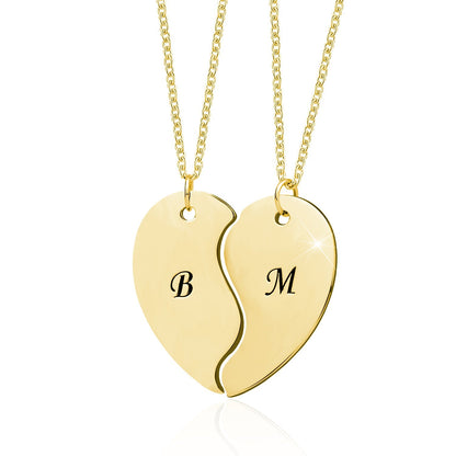 Breakable Two Heart Couple Initial Necklaces With Two Letter-silviax