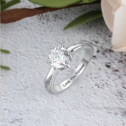 3mm Personalized Round Cut Engraved 925 Sterling Silver Womens Wedding Ring-silviax