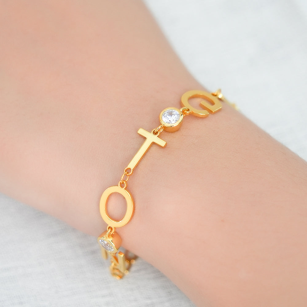 Personalized Gold Plated Space Capital Letter Name Bracelets