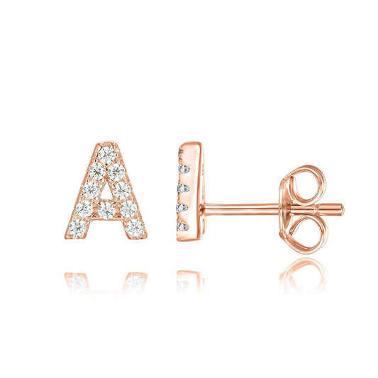 Letter Earrings Personalized Rose Gold Plated-silviax